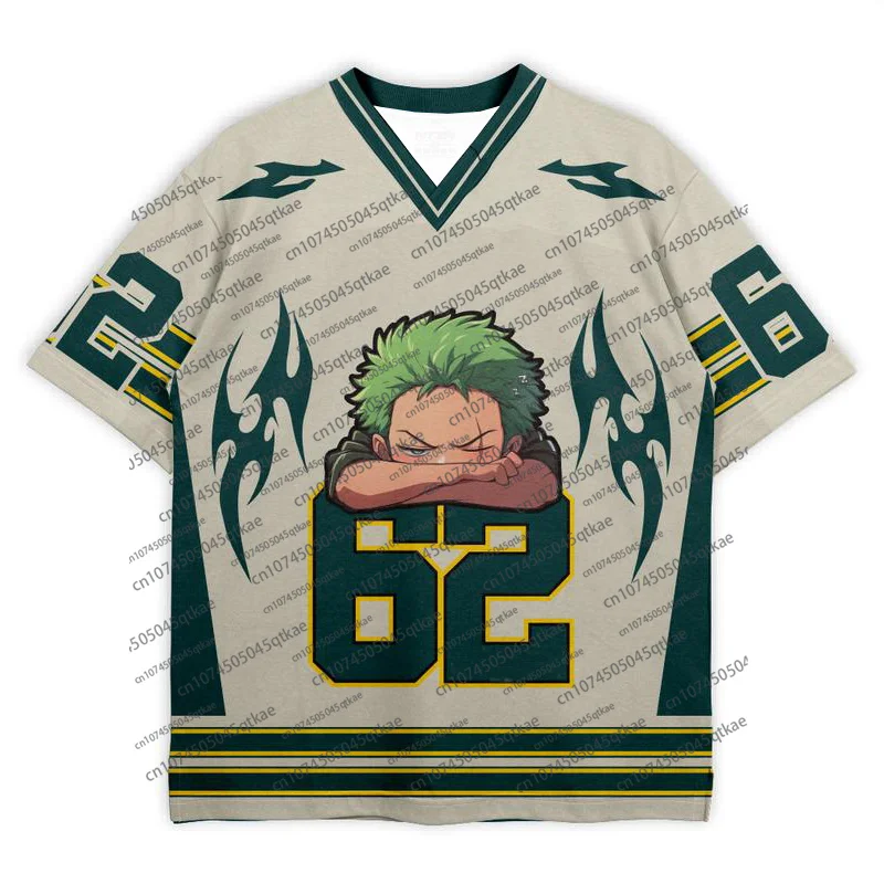 2025 One Piece Roronoa Zoro Anime Football Jersey Summer Oversize