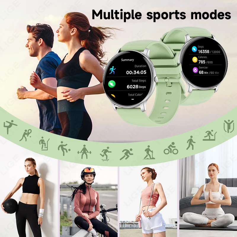 LIGE 2025 Women's Smart Watch 1.39" Screen Bluetooth Call Men's Fitness Waterproof Watch Sleep Heart Rate Blood Pressure Tracker