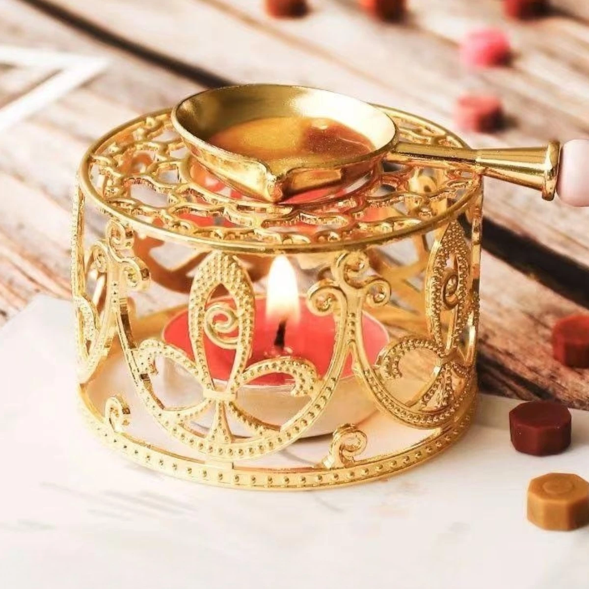 Retro Firework Furnace Birdcage embossment hollowwork seal alloy Fireproof washable gift good for delicate gold mini heating