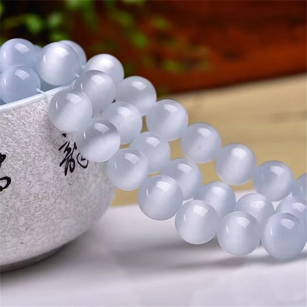 

Natural Stone 6-10mm White Cat's Eye Beads for Jewelry Making Round Loose DIY Women Necklace Bracelet Earring Accessories