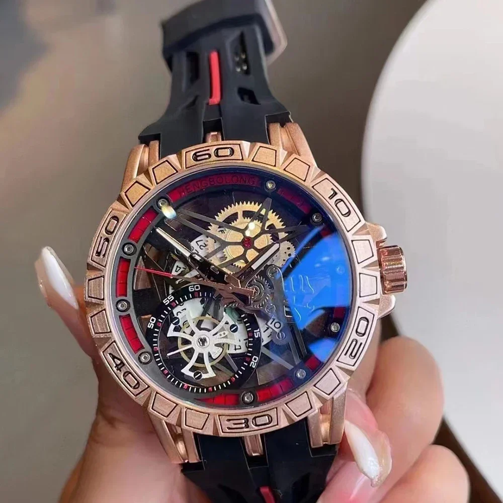 2025 Quartz Watches Men AAA Cool 3D Creative 49mm Big Dial Luxury Rubber Strap Waterproof Original Wristwatch Relogio Masculino - 4