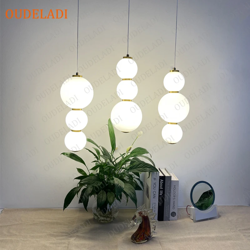 

LED White glass ball pendant lights Kitchen Bubble Hanging Lamp living room Restaurant Bar Decor Grape bunches pendant lamp
