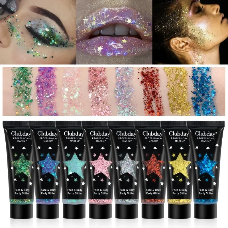 Shimmer Eye&Body Glitter Sequins Gel Smear Face Art Flash Loose Sequins Cream Glitter Nail Hair Stickers Makeup Party Festival 6