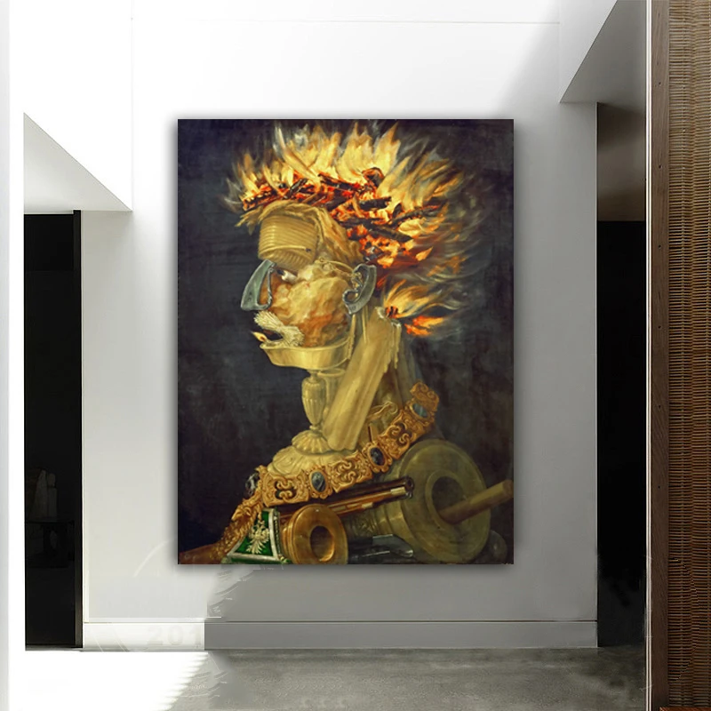 WANGART плакат и печать ювелирных изделий картина маслом Джузеппе Arcimboldo фигурки огня настенное искусство для гостиной WANGART плакат и печать ювелирных изделий картина маслом Джузеппе Arcimboldo фигурки огня настенное искусство для гостиной