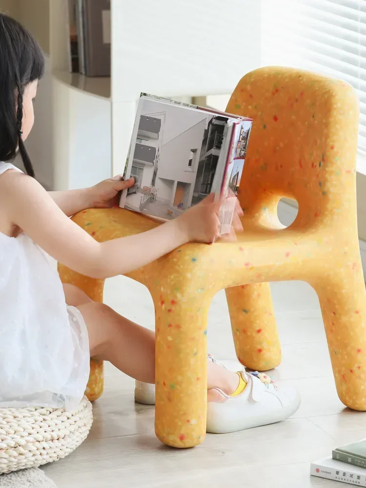 Designer Children's Small Chair Internet Celebrity Ins Home Backrest Low Stool Nordic Kindergarten Baby Plastic Small Bench