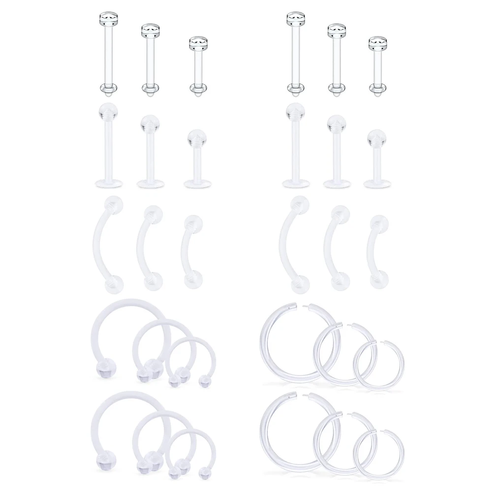 Klar sport arbeit bioflex helix tragus conch ohrringe kunststoff medusa piercing schmuck lippe ringe labret piercing halter – Detail 1