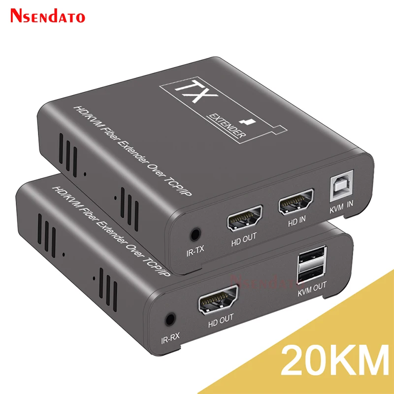 4K HDMI KVM USB Extender 20Km Over Optic fiber HDMI Video Audio Transmitter Receiver kits For keyboard mouse Switch For PS4 TCP