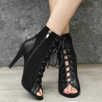 Summer Women's High-Quality Fashion Sandals Sexy High Heels Open-Toe Zipper Comfortable Indoor Jazz Dance Heels Shoes for Ladies