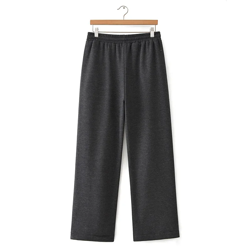XXXXL Fashion Plus Size Women's Straight Leg Pants New Winter Style Simple Casual Drawstring Elastic Waist Fleece Trousers 905