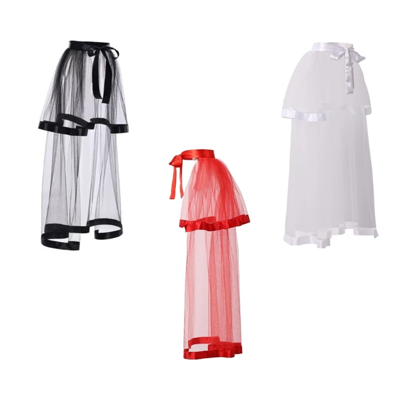 

Victorian Steampunk Bustle Skirt 2 Layered Tie-on Belt Tulle Overskirt Dance Performances Halloween Cosplay Costume N7YF