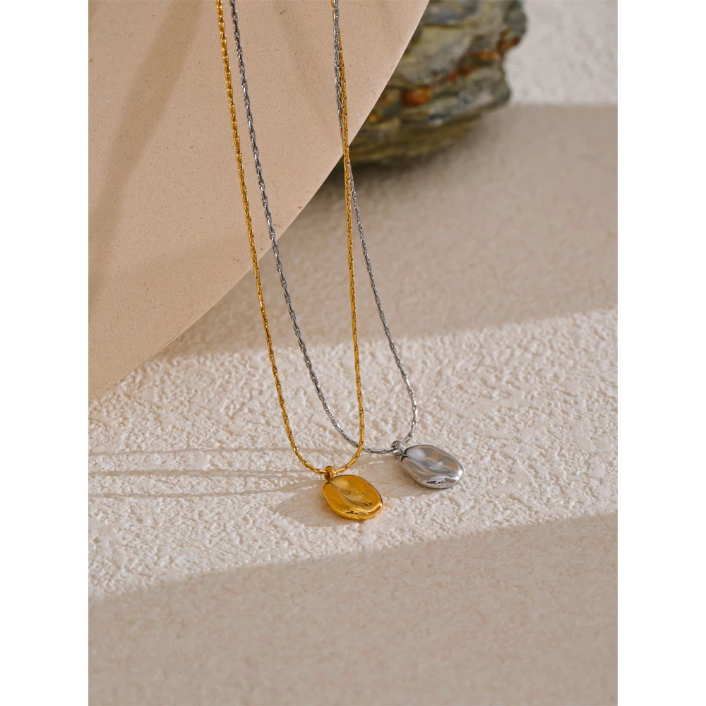 Yhpup Square Hammer Pendant Necklace Stainless Steel