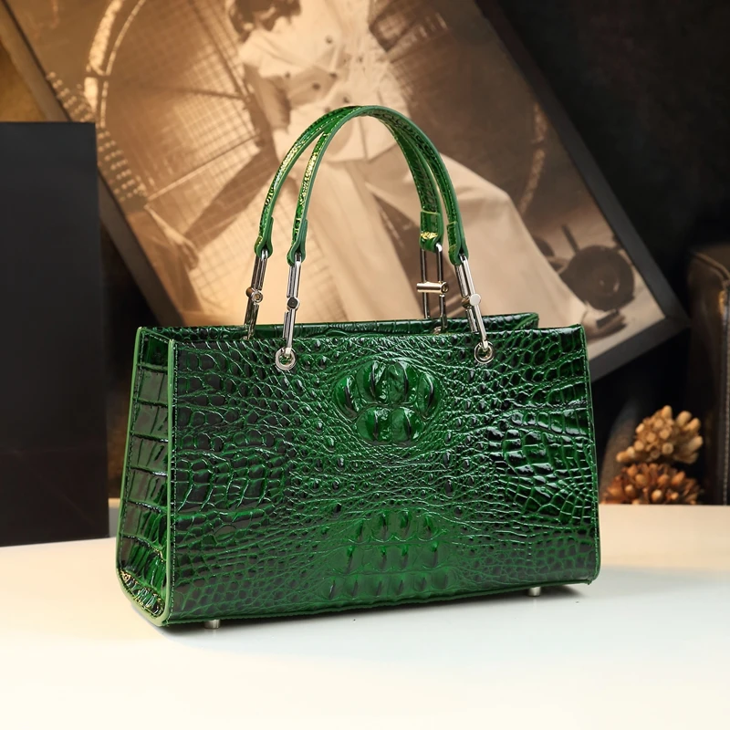 

Crocodile Pattern Women's Handbags Genuine Leather Portable Tote Bag Lady Large Capacity Commuter Shoulder Messenger Bags 2023