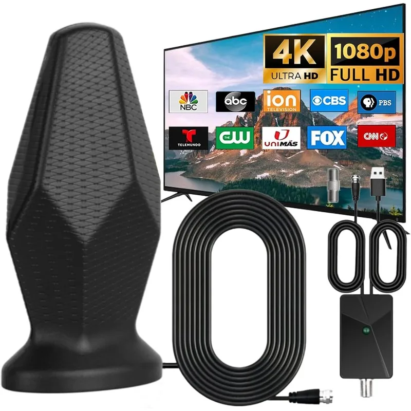 2025 Upgraded HD TV Antenna for Smart TV Indoor, 600+ Miles Long Range for All TVs Local Channels with Amplifier Signal Booster