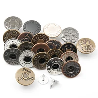 10/20Sets 17mm Brass Jeans Buttons Hollow Shank Button Sewing-Free Change Waist Size Buttons for Garment Sewing Accseeories 1