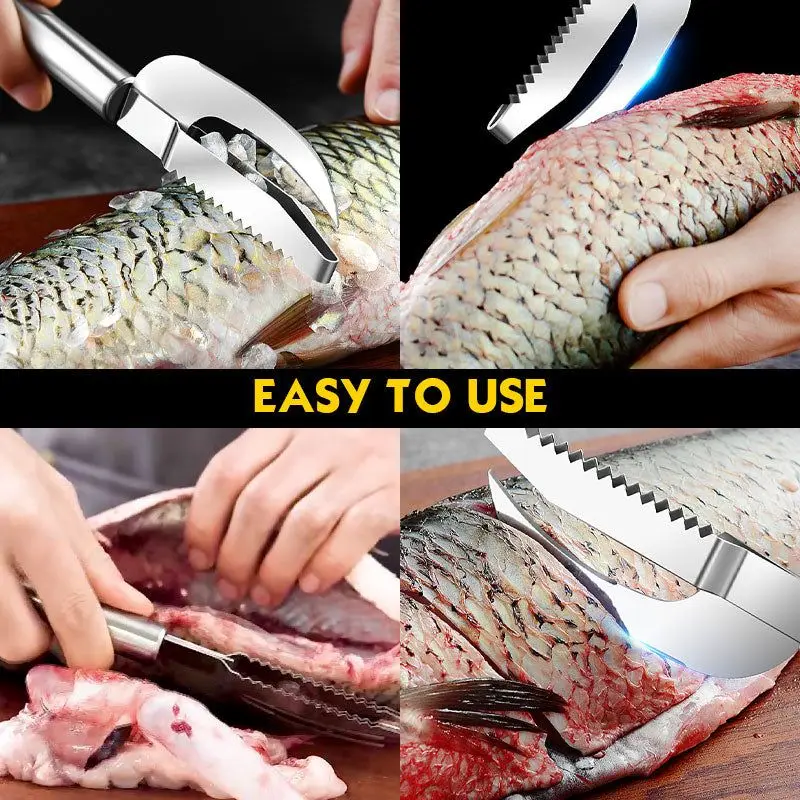 2 in1 Fish Skin Brush Fast Remove Fish Scale Scraper Planer Tool Scaler Fishing Knife Cleaning Tools Kitchen Accessories