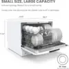 Portable Mini Dishwasher, Energy Star, Countertop, 6 Place Settings, with 8 Washing Programs, Speed, Baby-Care, ECO& Glass 2