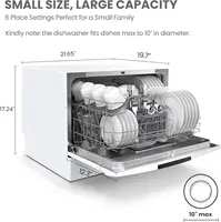 Portable Mini Dishwasher, Energy Star, Countertop, 6 Place Settings, with 8 Washing Programs, Speed, Baby-Care, ECO& Glass 2