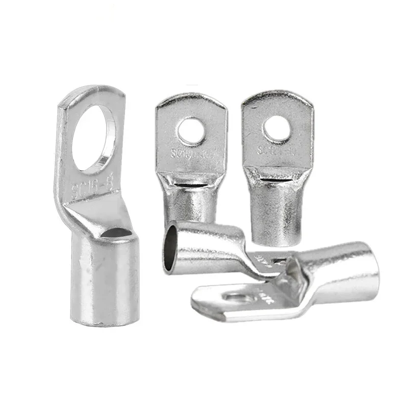 Electrical Wire Connector 100/1000pcs Copper Lug Ring Wire Connectors Cable Electric Crimp Terminal SC6 SC10 SC16 SC25 Bare Copper Battery Block Lugs Hole