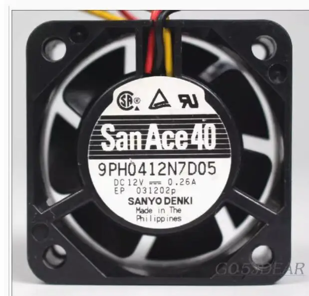 

SANYO DENKI 9PH0412N7D05 DC 12V 0.26A 40x40x15mm 3-Wire Server Cooling Fan