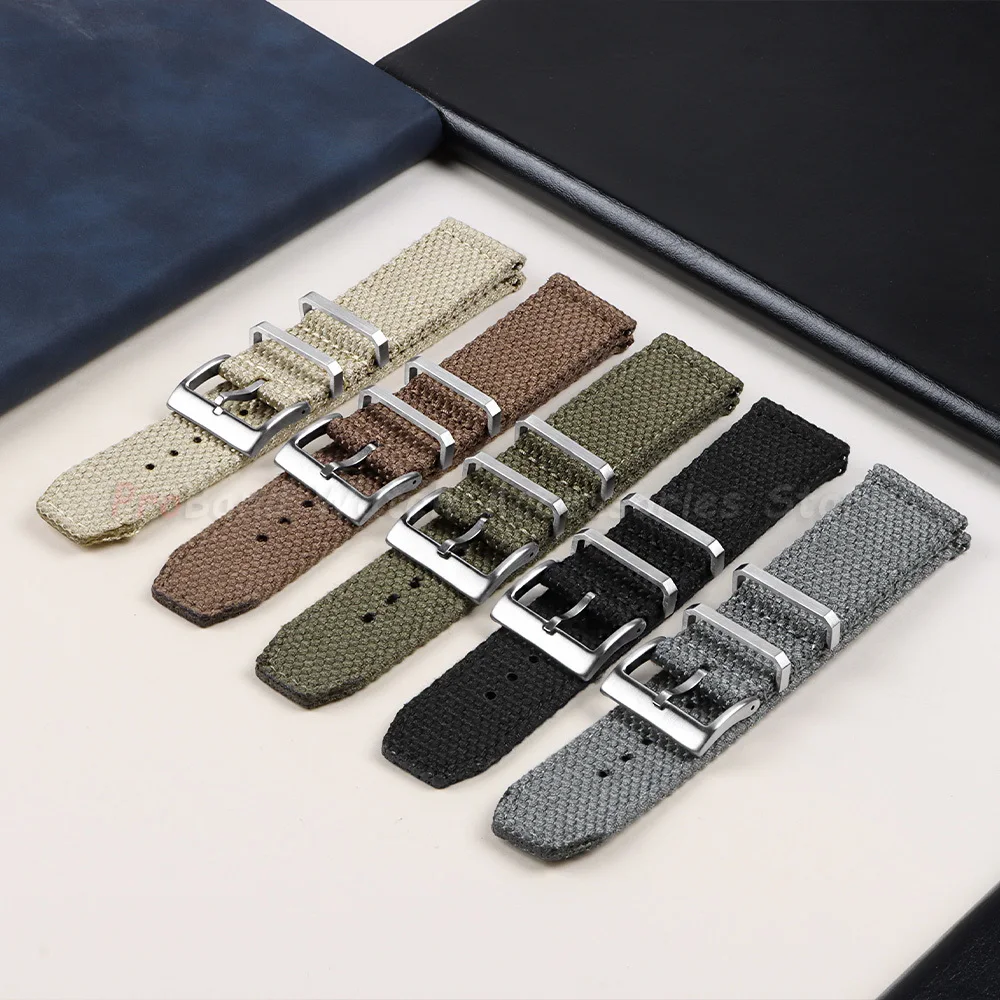 Premium Khaki Nylon Sailcloth Canvas Watch Strap - Universal Soft Sport Bracelet