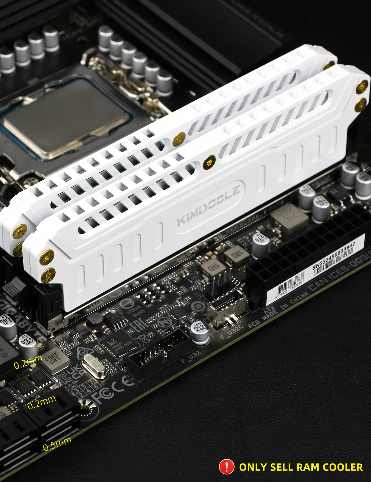 Kimdoole 알루미늄 합금 메모리 RAM 쿨러 방열판 냉각 조끼, PC RAM PC 게임 램용 오버클럭 쿨러, DDR4 DDR5