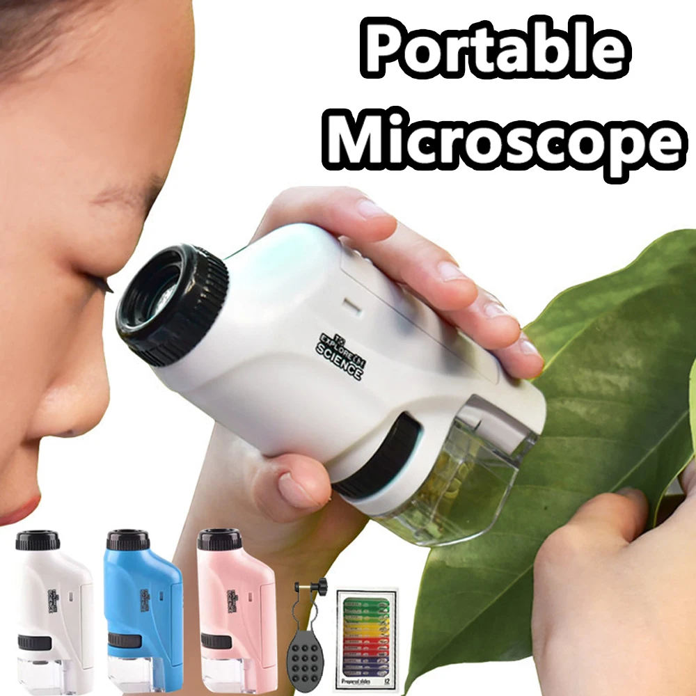 Handheld Pocket Microscope Kit 60-120x Lab Mini Microscope Battery Powered  Microscope With Led Light Kids Science Microscop Kits - Microscopes -  AliExpress