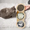 Elevated Cat Dog Bowls 15 degrees Tilted Raised Cat Food Water Bowls Pet Bowls for Cats & Small Dog Wooden Dog Bowl Pet Supplies 2