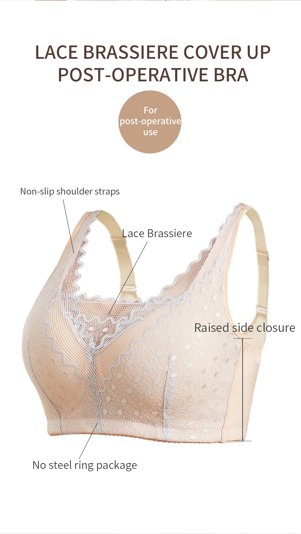 Mastectomy Bra with Pockets - Silicone Breast Form Support Bra for Women