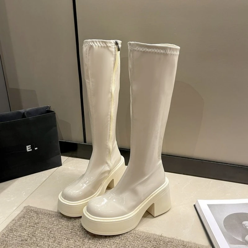 Platform Boots 2023 Fashion Women's Winter Leather Platform High Heels Autumn And Winter Waterproof Platform Shoes