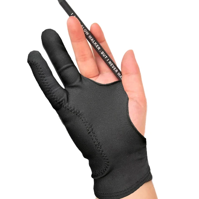 1pc Black 2 Fingers Anti-fouling Gloves Anti Touch Hand Drawing Writing  GloCR