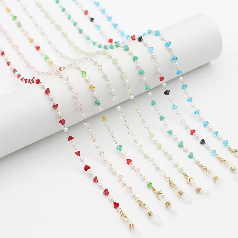 Cordón De Anteojos Perla Grs, Cadena De Gafas Blancas, Soporte De Gafas De Sol Rosa, Regalo