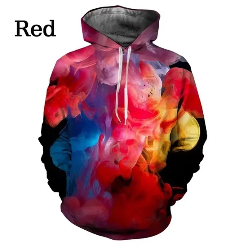Sudadera con capucha divertida de manga larga con estampado 3D de arte abstracto colorido para hombres y mujeres, sudadera holgada de talla grande