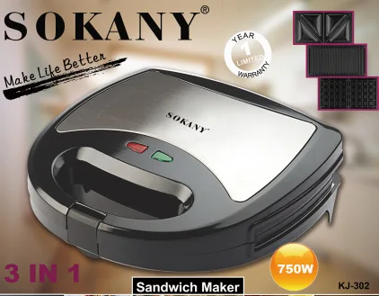 SOKANY three in one household sandwich changing machine toasting Bread stainless steel multi-function breakfast
