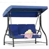 3-Seat Outdoor Porch Swing Bed with Removable Cushion, Patio Swing Chair with Adjustable Canopy,Heavy Duty Support 6