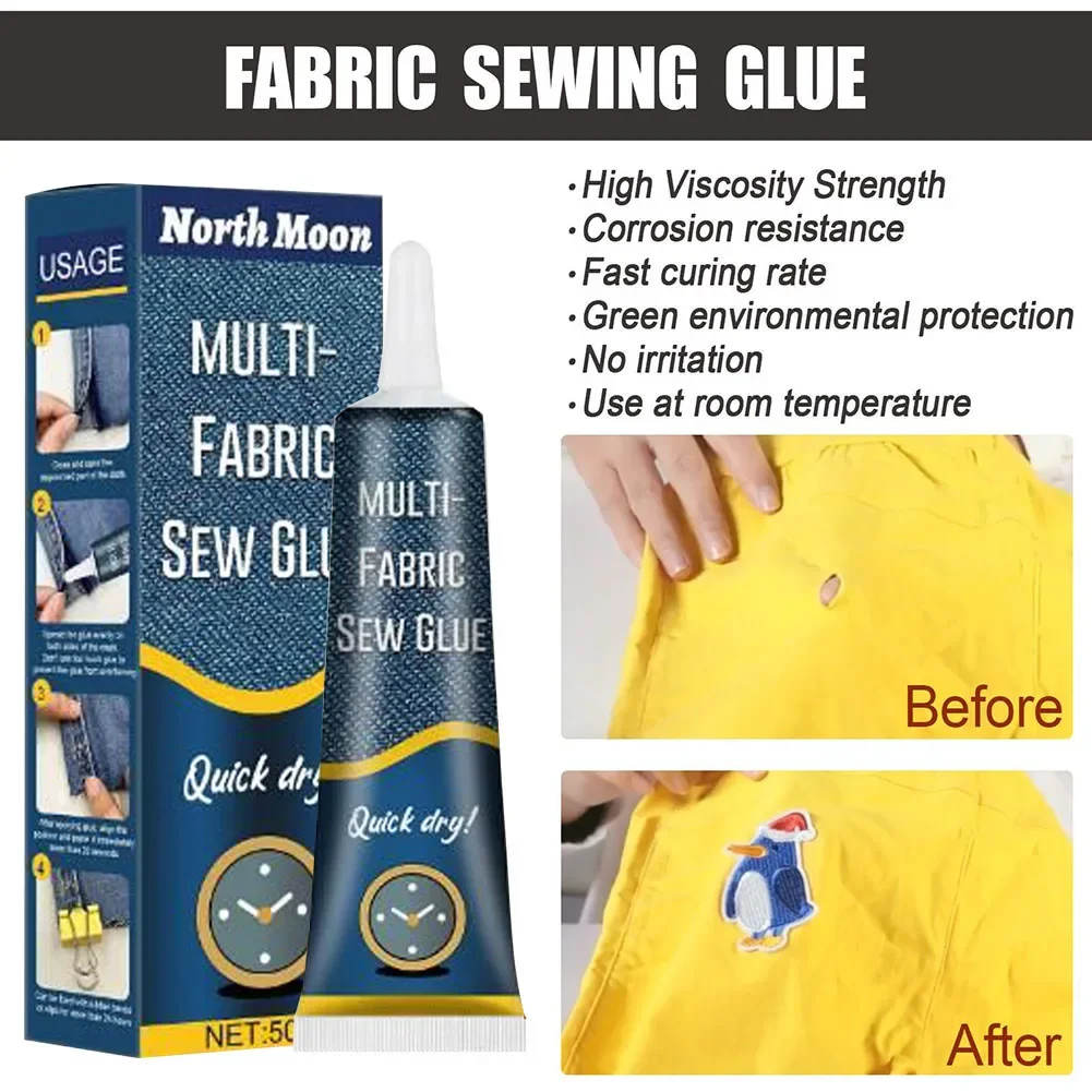 Fabric Glue 50ml Fabric Glue Quick Dry Fabric Patching Glue Versatile Repair Seam Adhesive Waterproof for Clothing Textiles