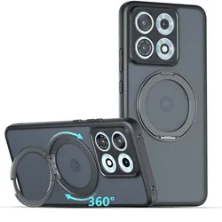Acrylic Frosted Magnetic Case with 360° Rotating Stand & Hard PC Cover for Legion Y70 (2026) (Black)