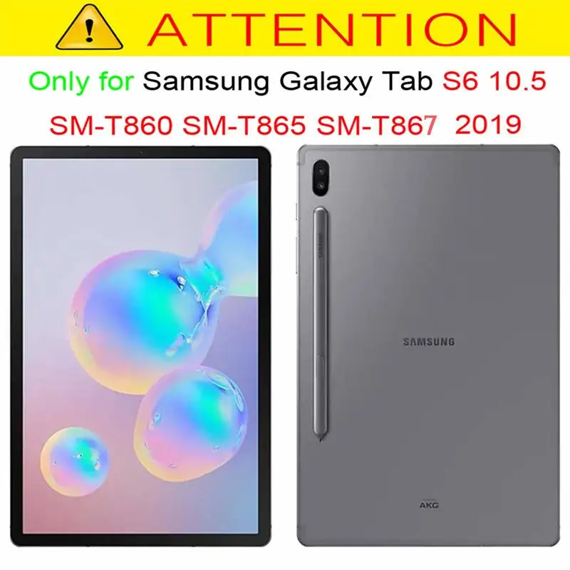 Tablet Case For Samsung Galaxy Tab S6 10.5 T860 T865 360 Rotating Folio Flip Stand Pu Leather Cover