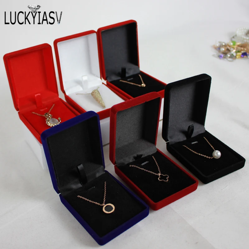 

Оптовая продажа, Подарочная коробка для хранения цепочек и подвесок, мягкая бархатная шкатулка черного, синего, красного цвета, длинные серьги, органайзер для украшений, коробка