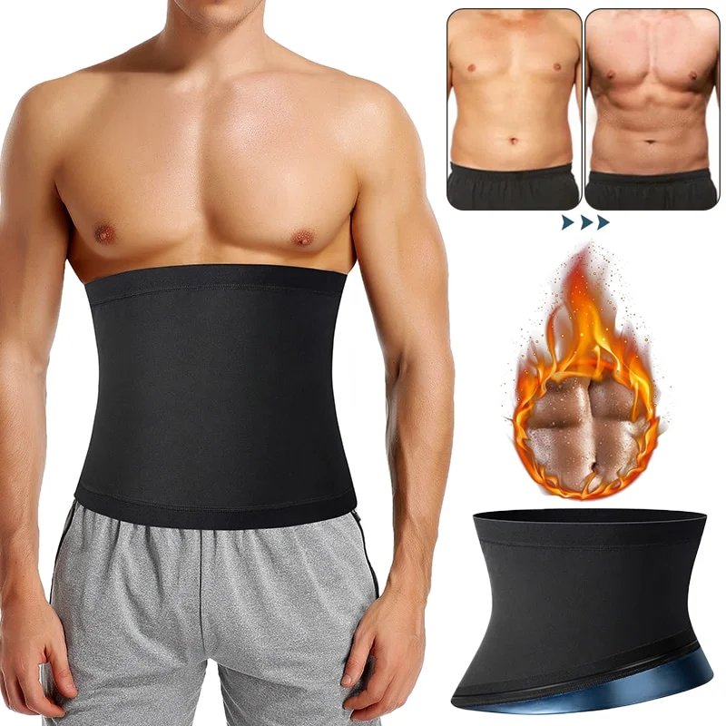 Men's Sports Body Shaper Belt Fitness Sweat Trimmer Belt Waist Trainer Fat Burner Weight Loss Shapewear Slimming Wraps Waistband