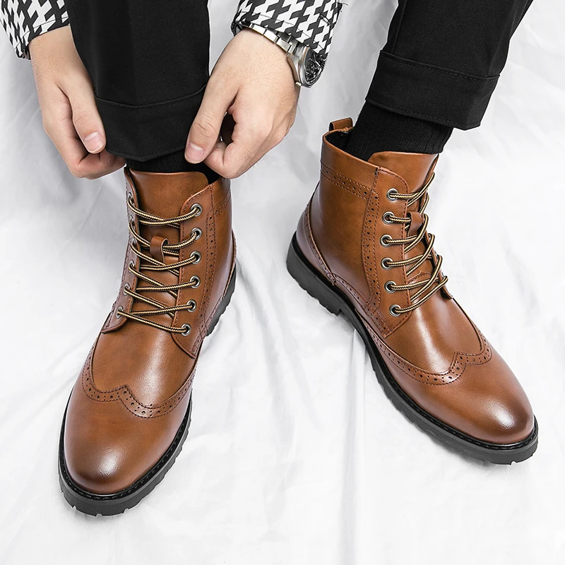 Spring Lace up Chelsea Men's Boots High Quality Comfortable Men Boots