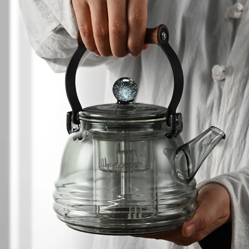 Borosilicate Glass Teapot with Tea Strainer Hand Blowing Loose Leaf Tea Clear Tea Kettle Tea Pot Stovetop 800ml, Size: Multi