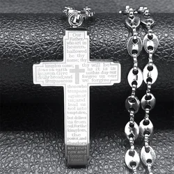 Gold Stainless Steel Jesus Crucifix Pendant Necklace with Coffee Bean Chain (B 60cm KFD SR)