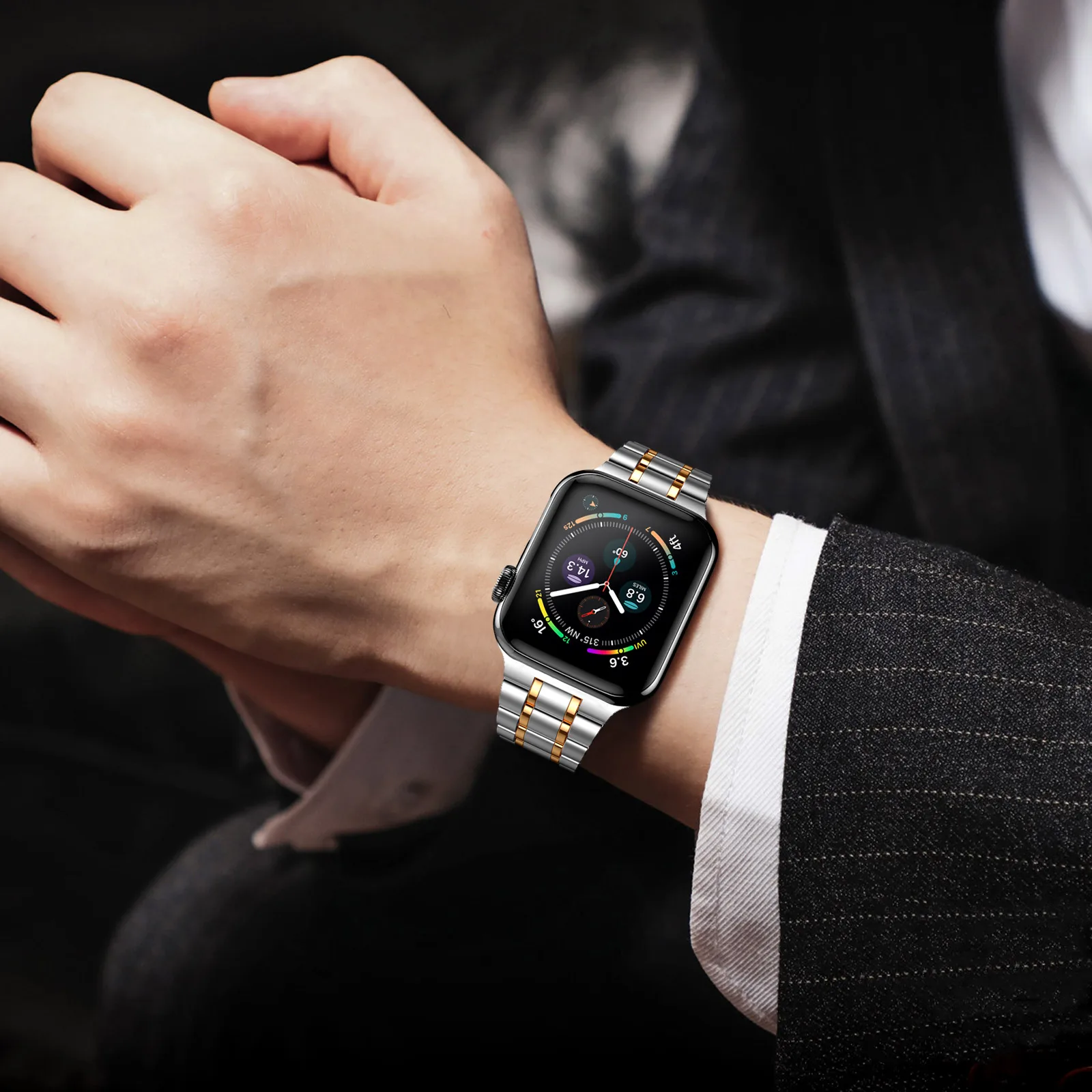 case+Strap for Apple watch Ultra band 44mm 40mm 45mm 41mm 42mm 38mm Metal Stainless Steel bracelet iWatch Series 3 5 6 SE 7 8