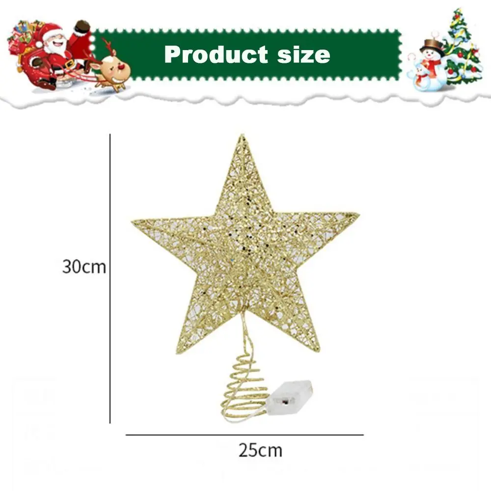Deluxe LED Five-Pointed Star Glitter Tree Topper with Lights - Festive Christmas Decoration