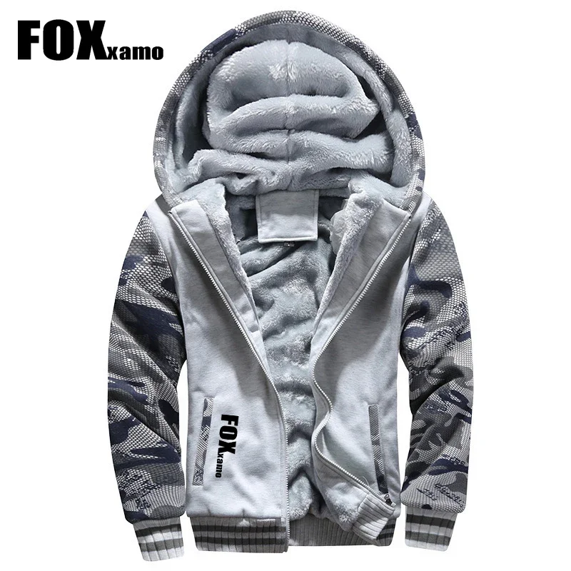

FoxXamo зимнее мужское теплое пальто, толстые флисовые мужские куртки с капюшоном на молнии, велосипедная спортивная одежда, верхняя одежда с длинными рукавами