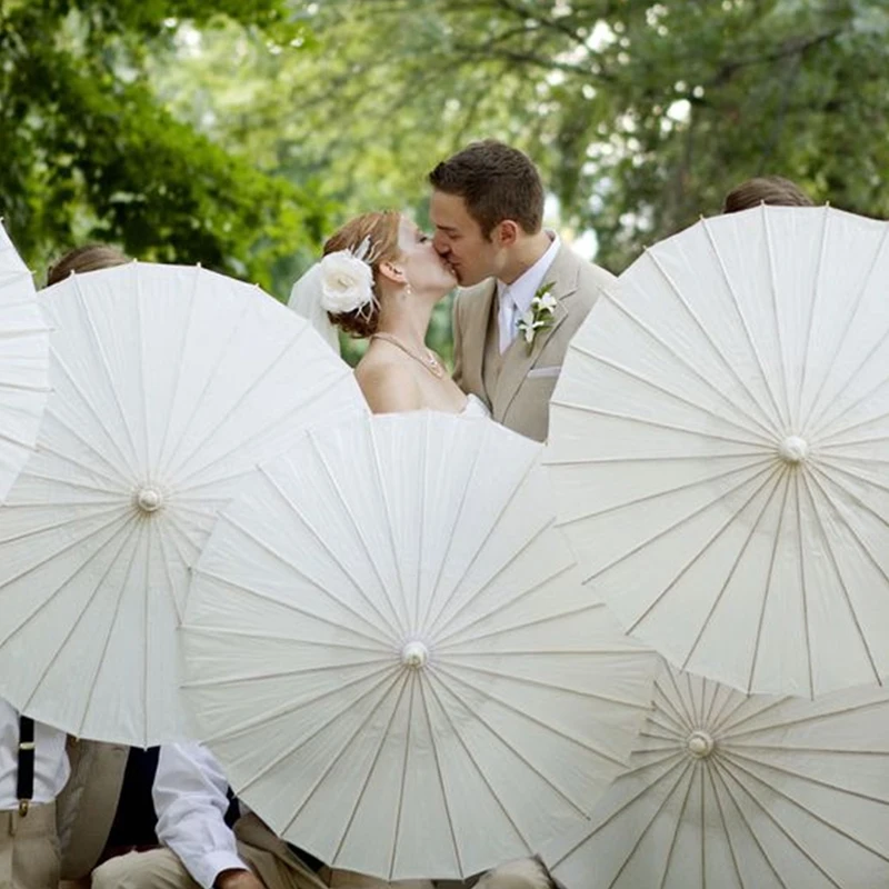 60/84cm Paper Parasol White Chinese Oil Paper Umbrellas Photography Props for Kids DIY Baby Shower Party Bridal Wedding Rustic paper umbrella