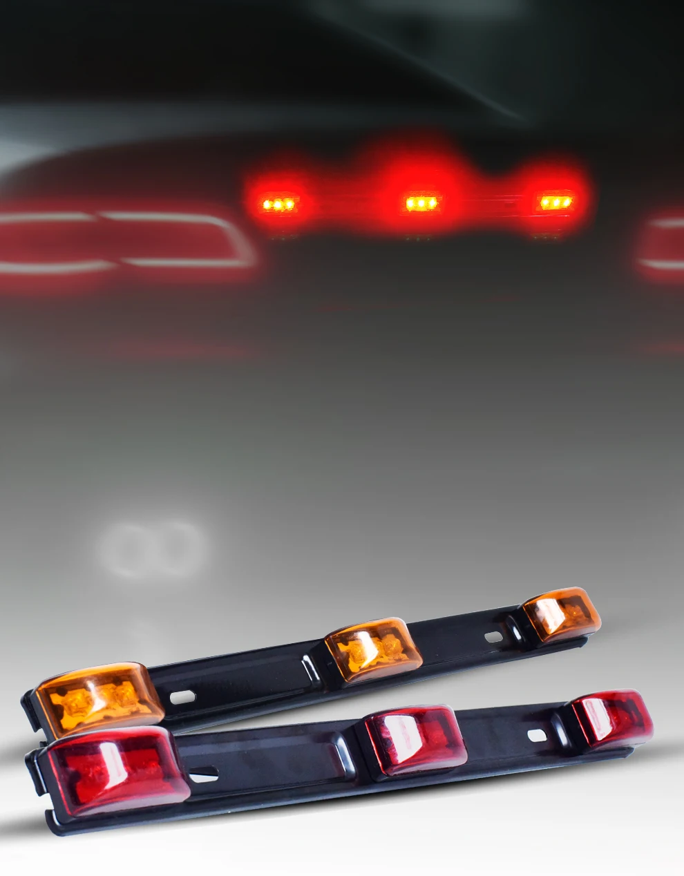 Leistungsstarke LED-Kühlergrill-/Bremslichter mit 15 Lichtern, 12 V/24 V, gelb, rot, einfache Installationsversion für LKW/Ferry/Pick-up – Detail 16