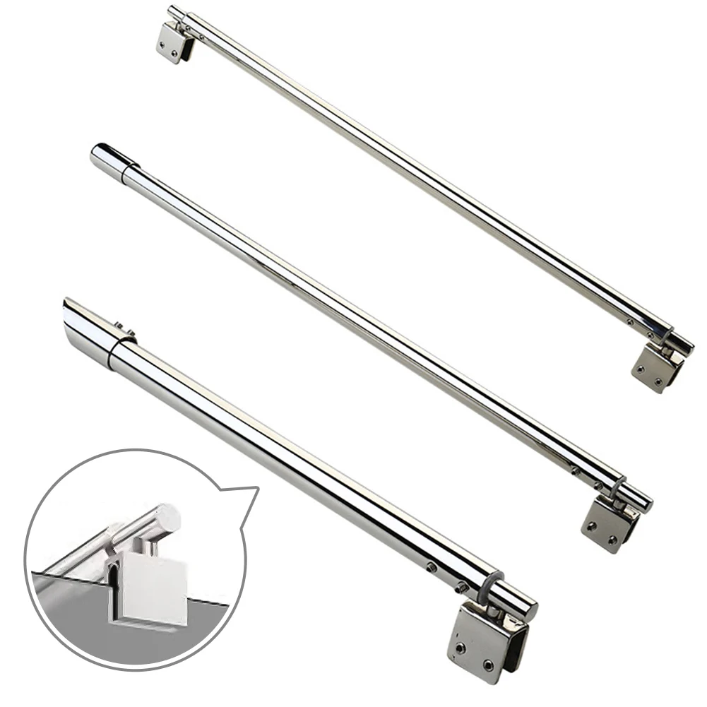Bathroom Stainless Steel Shower Glass Door Fixed Rod Clamp Screen Glass Panel Support Bar Arms 8-12mm Adjustable Length Clamps