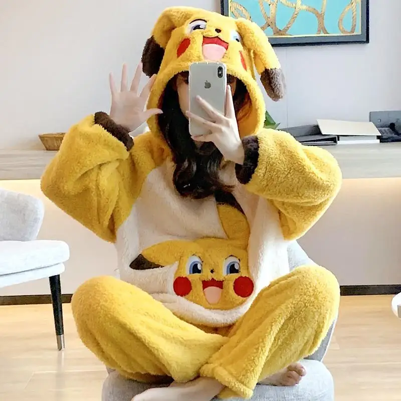 ELKUAIE Crianças Macacões Traje Animal Onesie Camisola Pijamas Hoodies  Pijamas Cosplay Fantasia de Carnaval Natal Dia das Bruxas Pikachu 110Cm