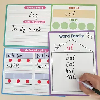 Dry Erasable Boards Set Kid's English Phonics Writing Pad Double-Sided Design Homeschool Supplies For Kindergarten Classroom 1